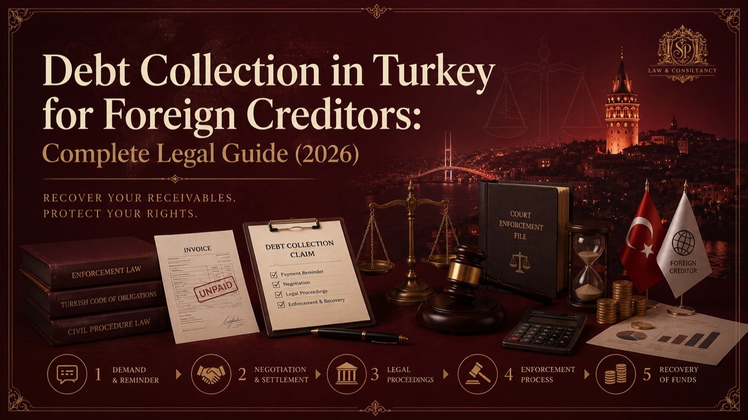 Debt collection in Turkey for foreign creditors — SP Law & Consultancy legal guide cover