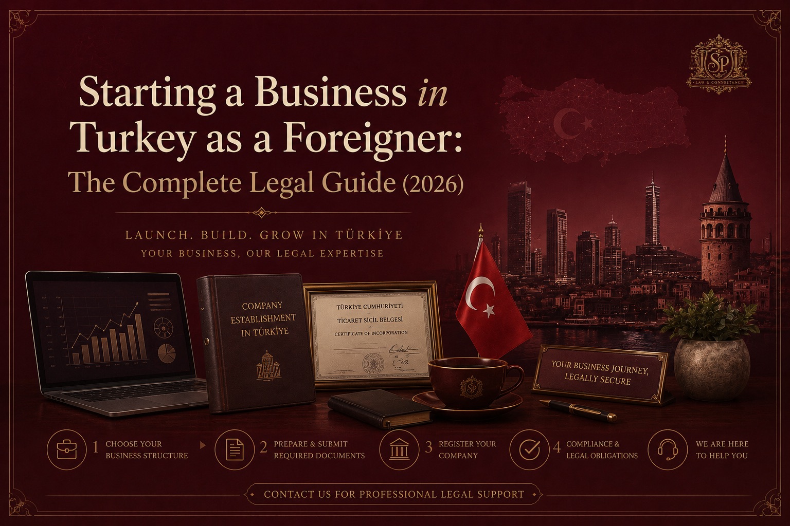 Starting a business in Turkey as a foreigner — SP Law & Consultancy legal guide cover